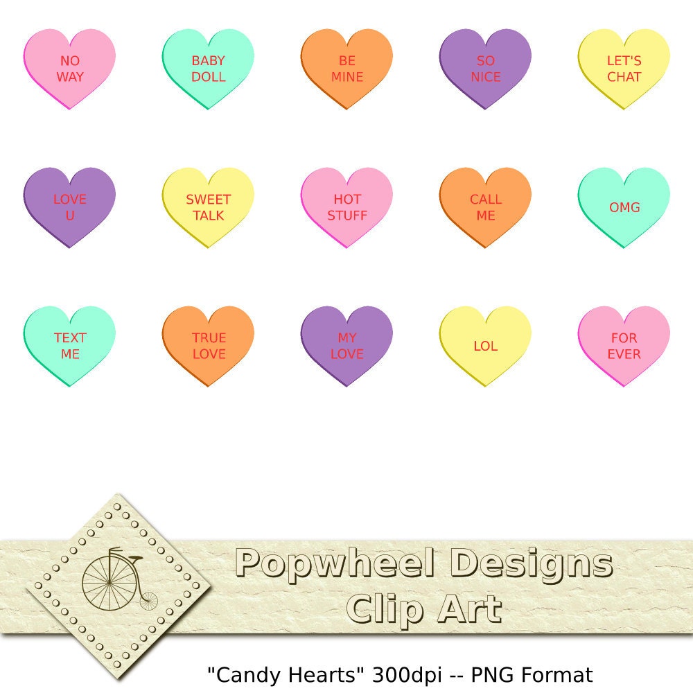 Items similar to Candy Hearts -- Valentine's Day -- Digital Clip Art ...