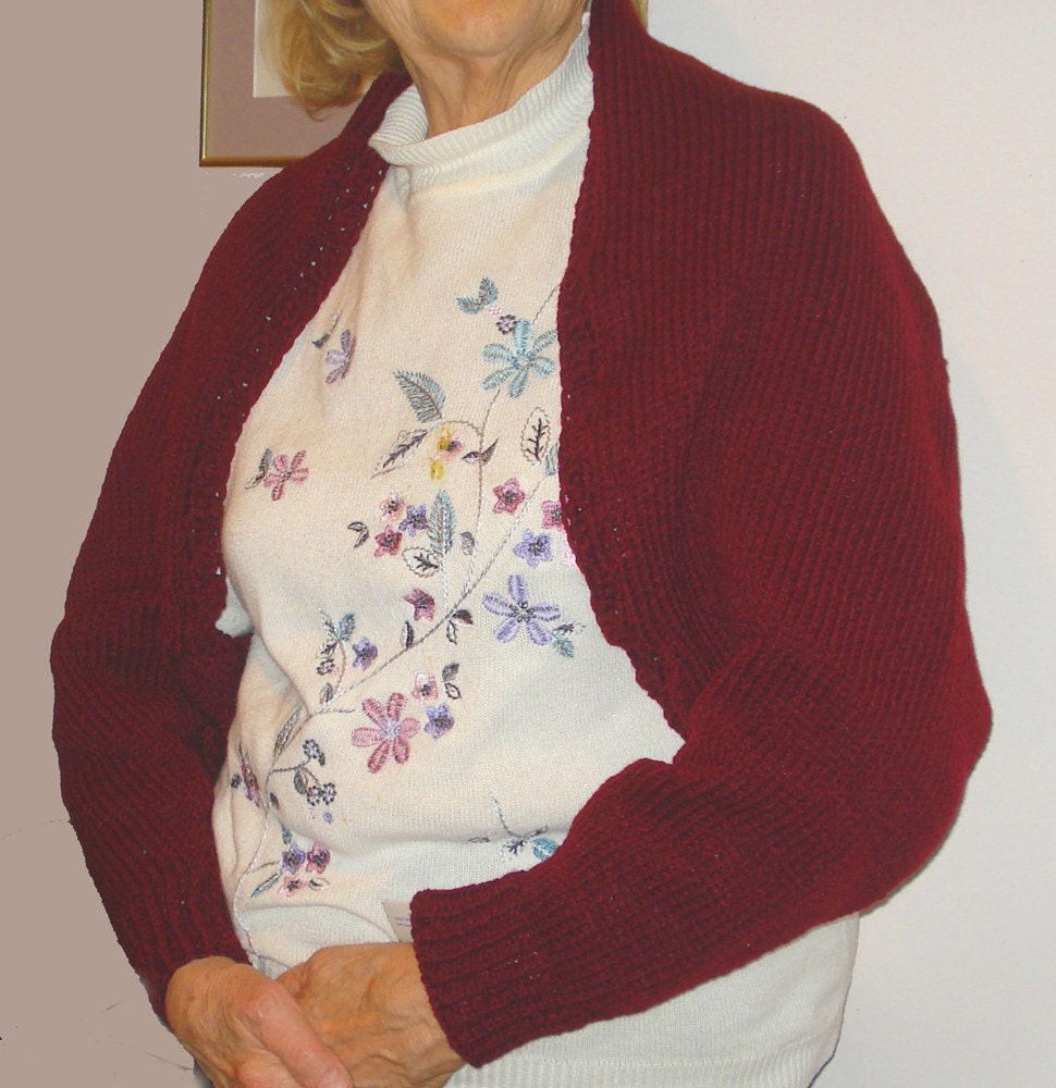 Hand Knit CUDDLER Sweater-Shawl to Cover Shoulders, Back and Arms.  Large Size