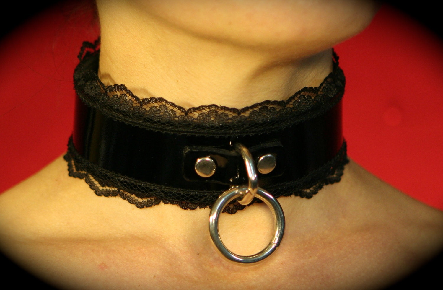 Liquid Nymph - CUFFS Christine Black Lace Fetish Collar