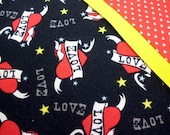 Romantic Pillow Cases - Cotton Pillowcases - Heart  Love Tattoo  - Set of 2 - Red and Black - Bridal Shower Gift