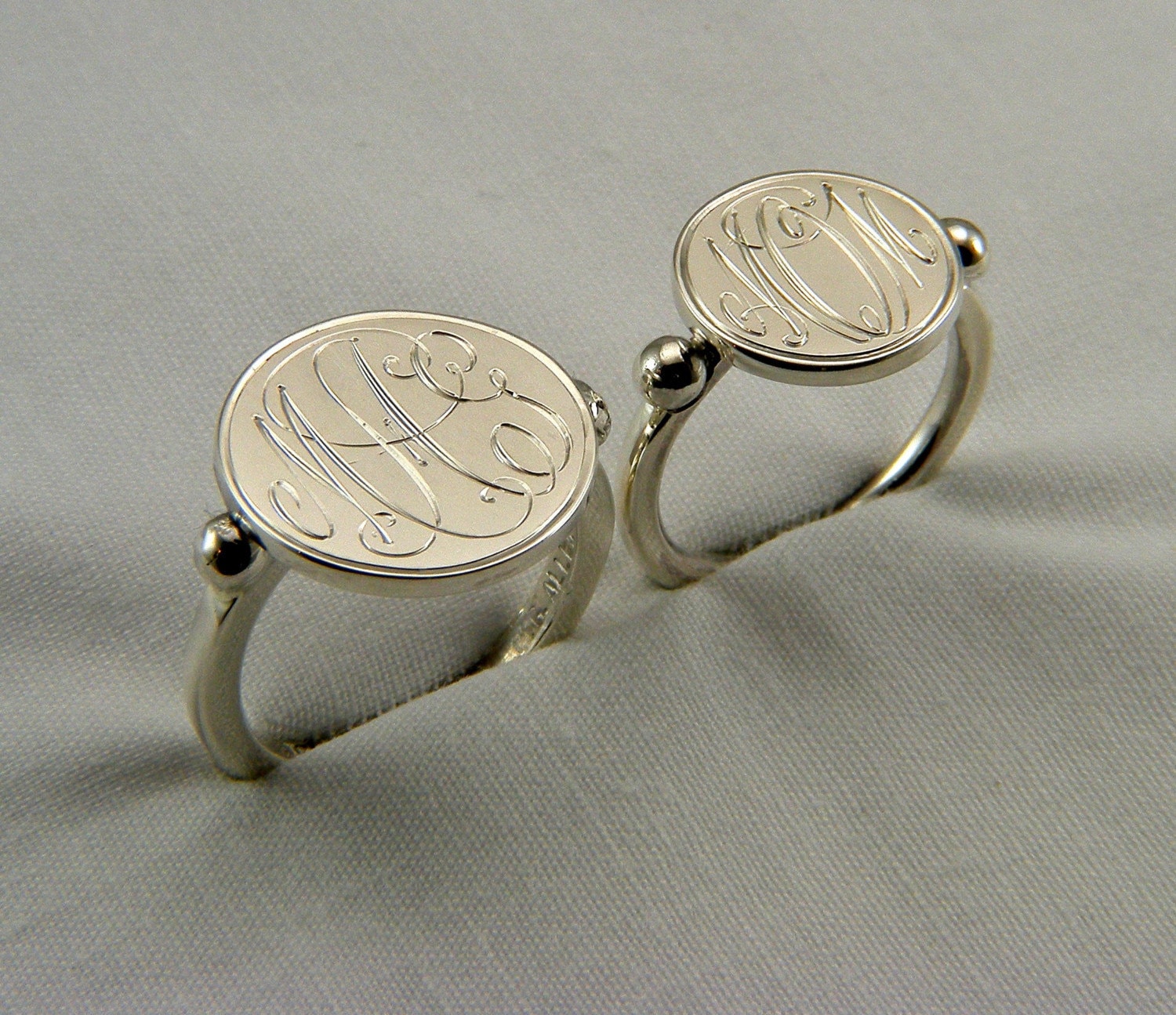 MONOGRAM RING Sterling Silver by ElmhillDesigns on Etsy