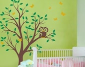 THE BUMP FEATURED - Tree with Owl and Butterflies Decal Set - nursery wall decal