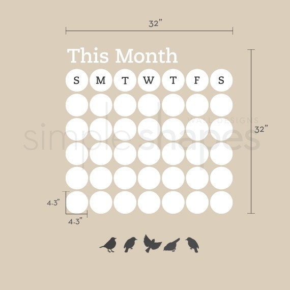 Daily Dot Dry Erase Wall Calendar - Vinyl Wall Decal