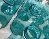 Vintage Wedding Old Blue Jar Ball Mason Quart - 5 Old Glass Jars