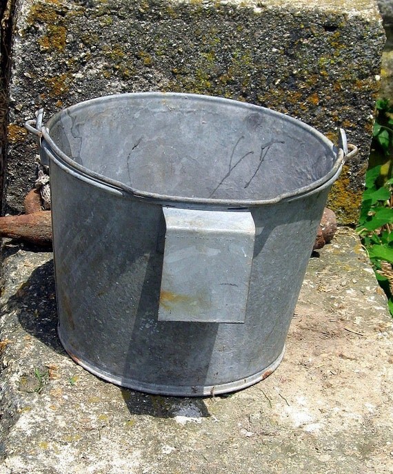 Farm Galvanized Milk Bucket Vintage Storage by TheOldBlockHouse