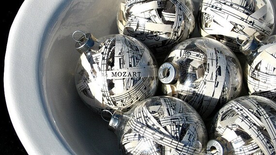 Christmas Tree Ornaments with Sheet Music Set of 8