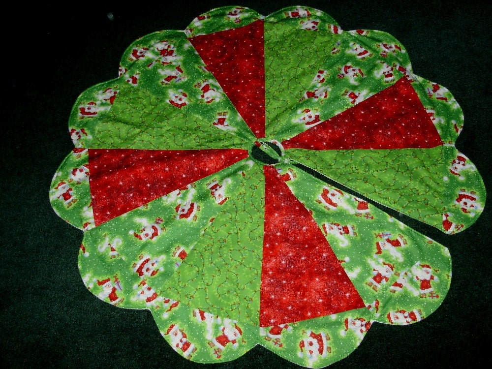 christmas tree skirt santa red and lime green by christmas tree skirt santa red and lime green by