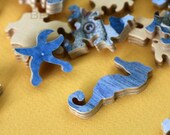 Jigsaw Puzzle, handcut, wood, wooden, personalized, custom, figurals, words, 8 x 10 inches, 140 pieces - SEA FAIRIES
