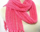 Hot Pink Hand Knit Scarf
