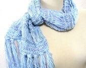 Lavender Showers Hand Knit Scarf - Blue and Lavender