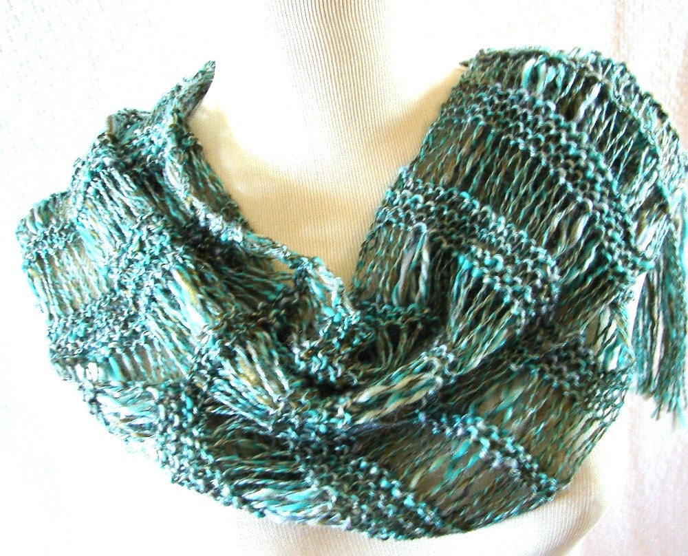 Turquoise Spirit Hand Knit Scarf