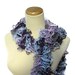 Hand Knit Ruffled Scarf - Purple Blue Burgundy Gray