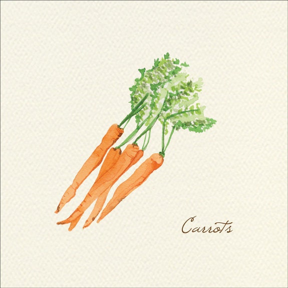Watercolor Art Prints - Vegetables - Choose from 4 Designs - 5x5 - frecklepaper