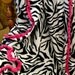 Zebra Striped Fleece Throw Blanket with Pink Crochet Edge