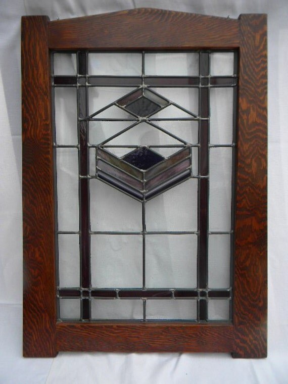 Craftsman Stained glass Window by charlesartglass on Etsy