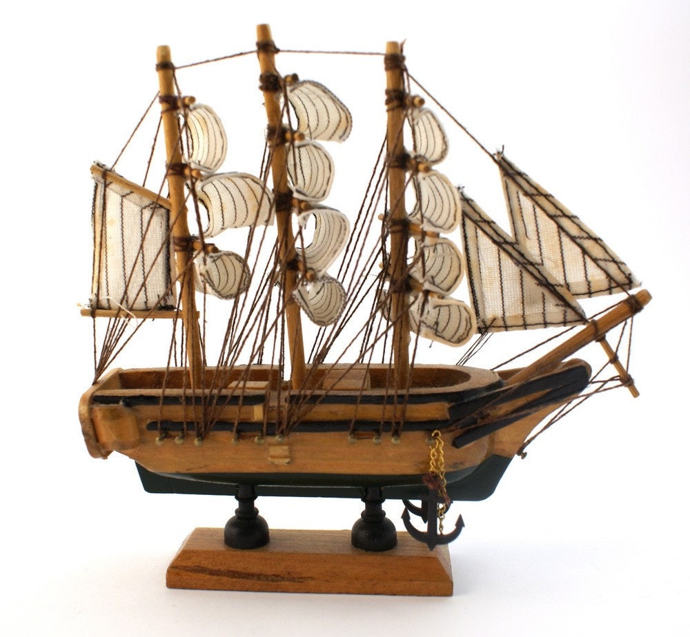 Miniature Wood Ship Model VINTAGE
