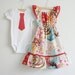 Brother / Sister SET ... LouLouThi Flutter sleeves Peasant Dress & Matching Neck Tie Applique Boys SHORT sleeves T-shirts or Onesie