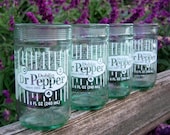 Four Recycled Dr Pepper Bottle Juice Glasses