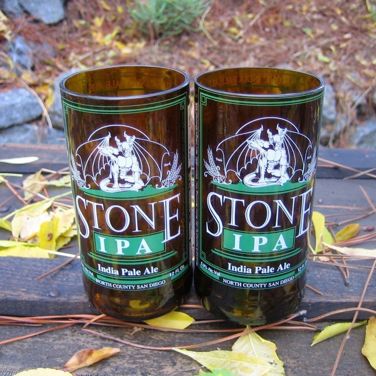 Two STONE India Pale Ale Recycled Juice Glasses