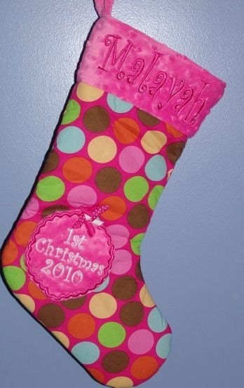 Baby's 1st Christmas Stocking Girls Free Personalization Removable Ornament insures use for many more years