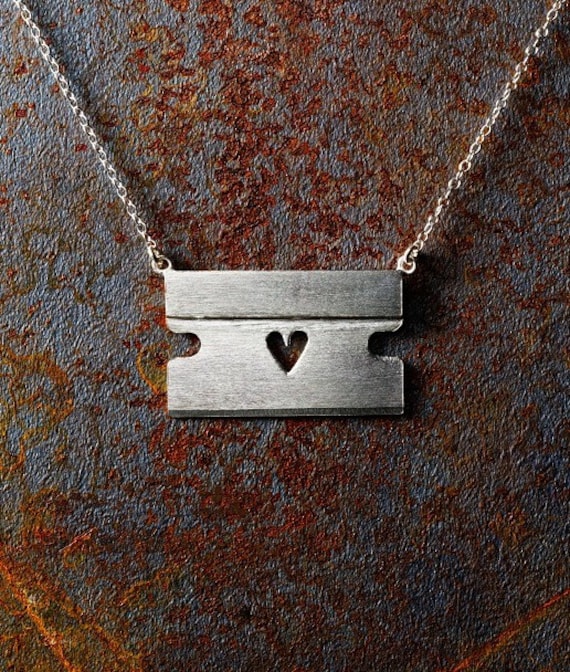 Razorblade with Heart Necklace
