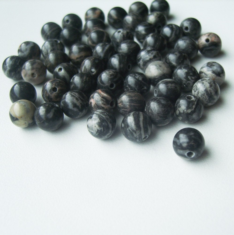 Fossil Jasper 8mm Round Bead - 20 pcs