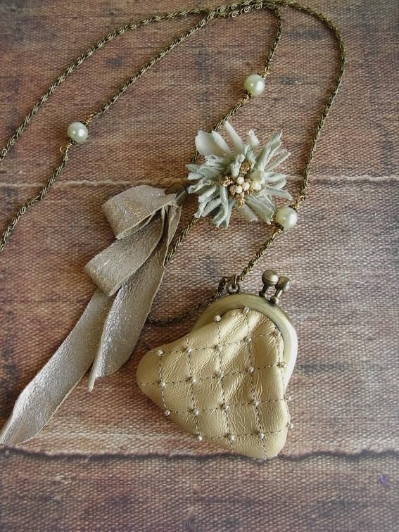 mini purse necklace - risshun - champagne gold