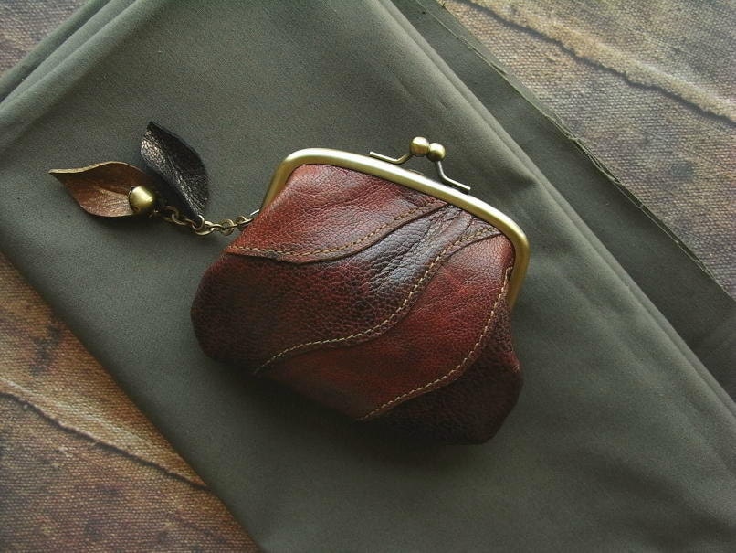 leather coin purse - ochiba