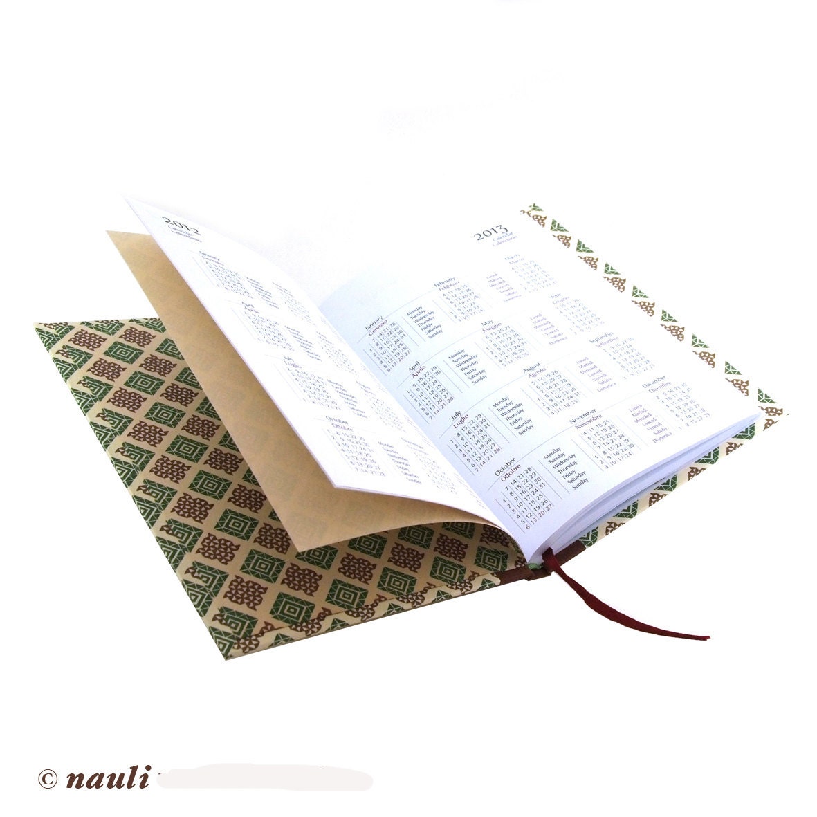 large Weekly Planner 2012 blue yellow quatrefoil graphic pattern