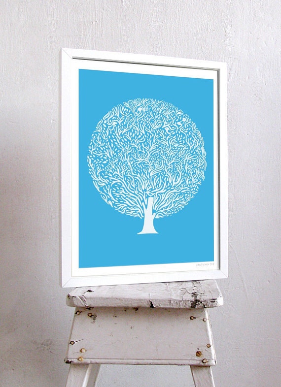 Blue Tree Large Print - 11x14 or A3