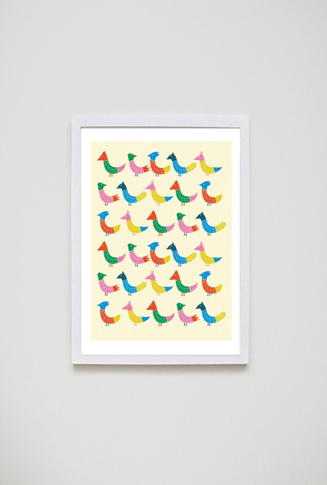 Peacock and Friends Print - 8x10 or A4