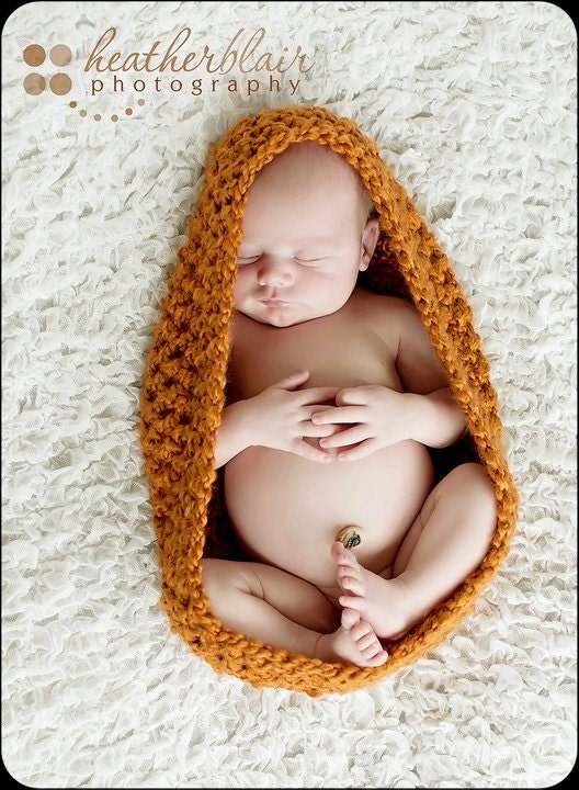 Newborn Nesting Bowl/ Pod/ Baby Bowl Photography prop in Homespun Saffron