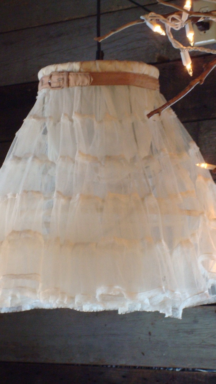 Chandelier Upcycled, Recycled, Lighting,Frilly, Flouncy, eco chic, crinoline, shabby chandelier , Front Page Featured