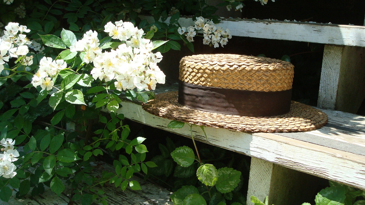 antique straw boater, Straw hat