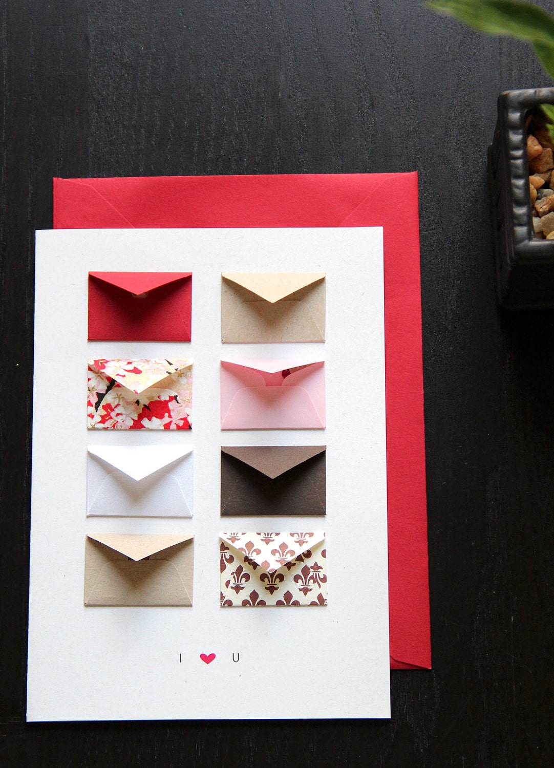 I Love You - Tiny Envelopes Card with Custom Messages