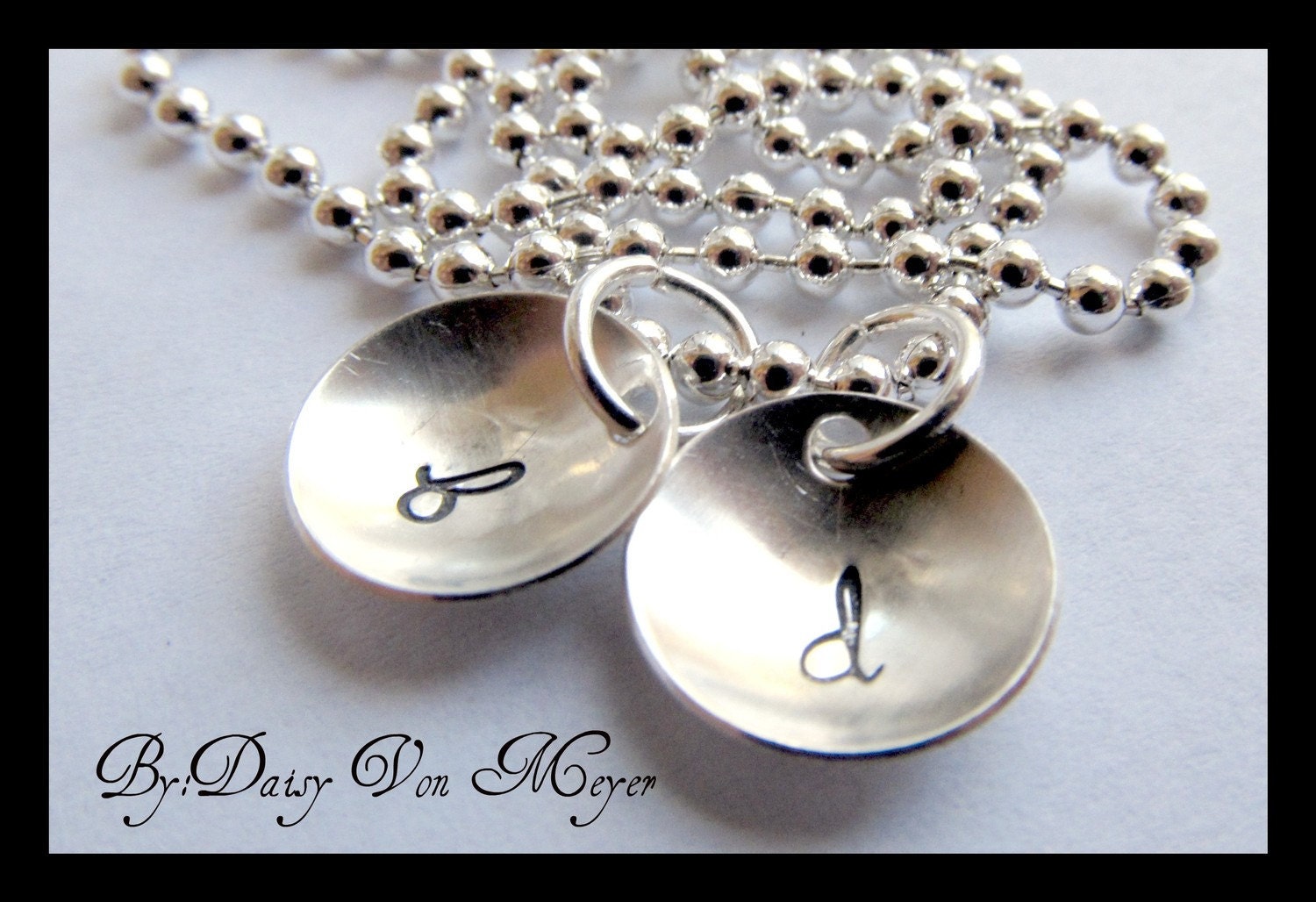 Little Initials In a Cup Hand Stamped Necklace, Personalized Mommy Necklace, Sterling Silver