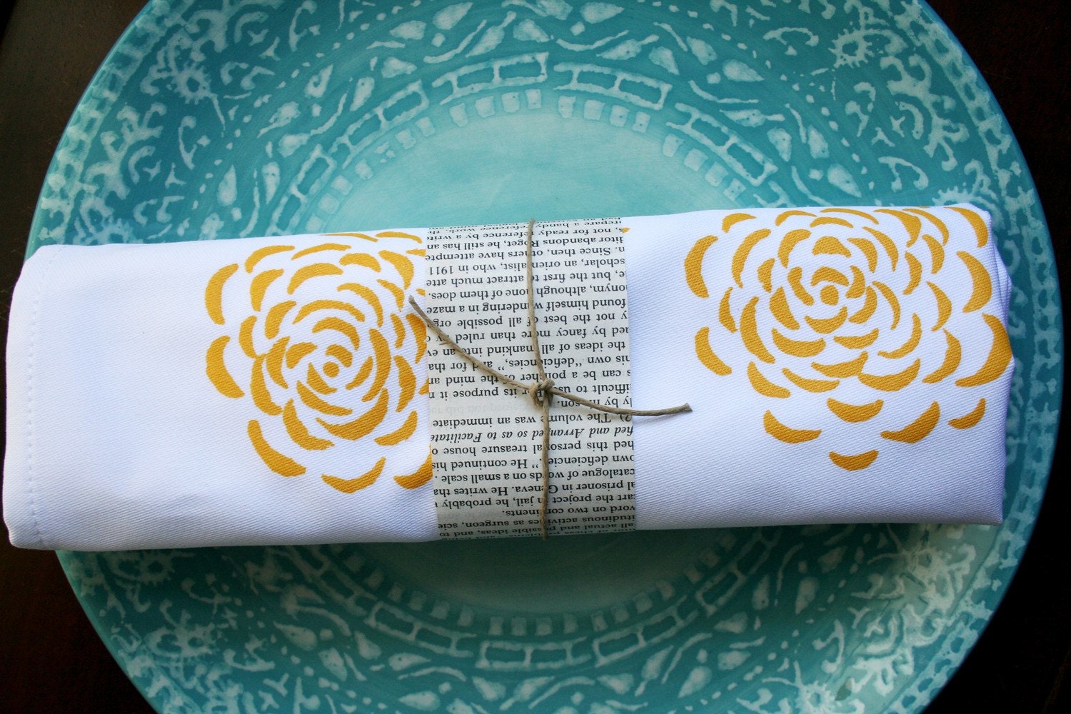 Cloth Dinner Napkin. Marigold. Set of Four. Hand Screen-Printed.