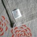 Linen Table Runner. Chrysanthemum. Hand screen printed.