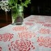 Linen Table Runner. Chrysanthemum. Hand screen printed.