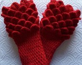 Wrist/Hand Warmers - Crocodile Stitch - Red Shimmer MADE TO ORDER