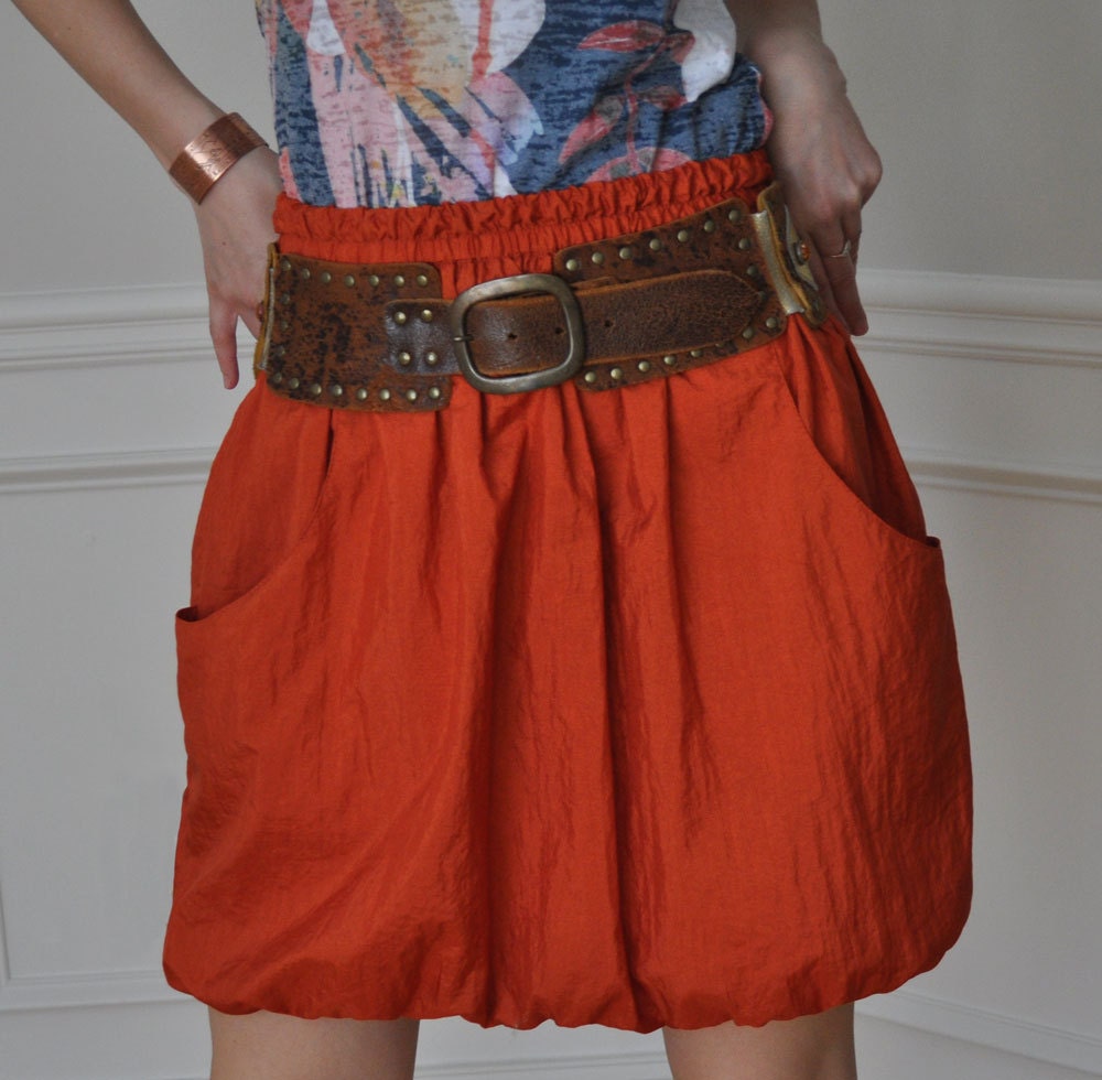 Rust / Orange Balloone Pocket Skirt ( Available in other color) XS, S, M, L