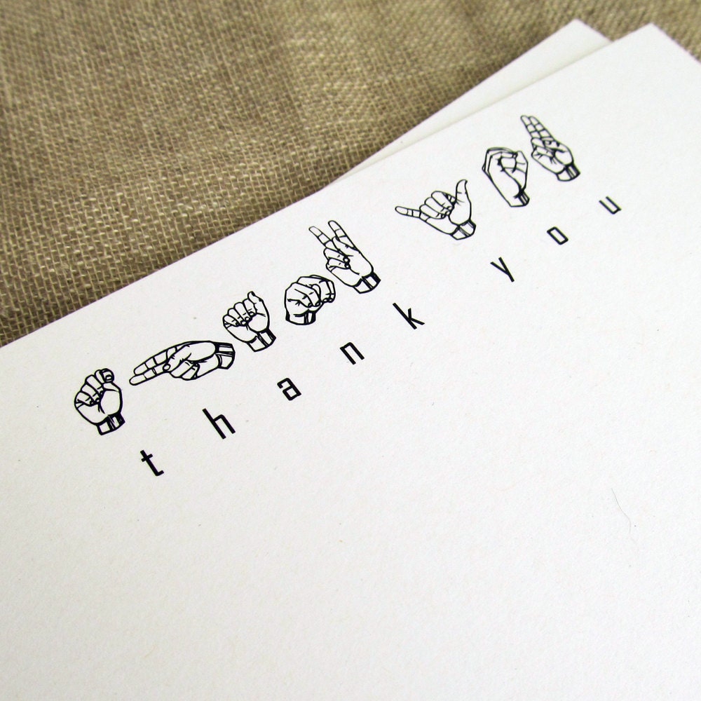 American Sign Language Thank You Notes Alphabet  ASL Thank You (Set of 14)
