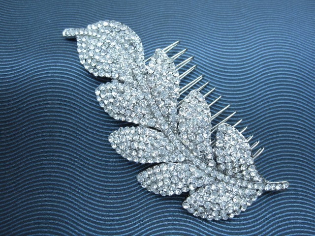 Rhinestone leaf hair comb, bridal hair comb rhinestone,wedding hair accessories,bridal hair comb rhinestone,wedding comb,bridal comb