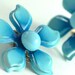 Vintage blue enamel flower clip on earrings, retro, floral, women's ladies, whimsy, costume jewelry