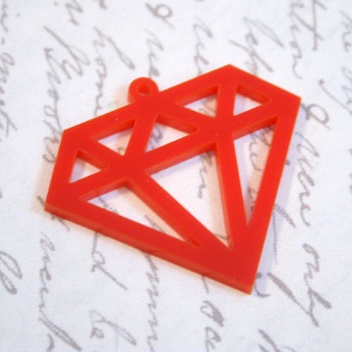 3 x Laser cut acrylic Diamond pendants - any colour