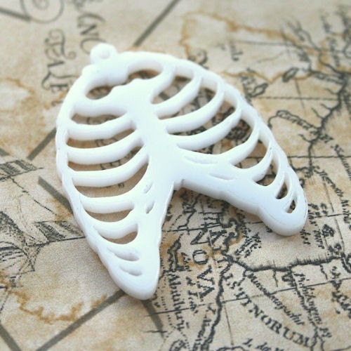3 x RIBCAGE skeleton pendants laser cut acrylic