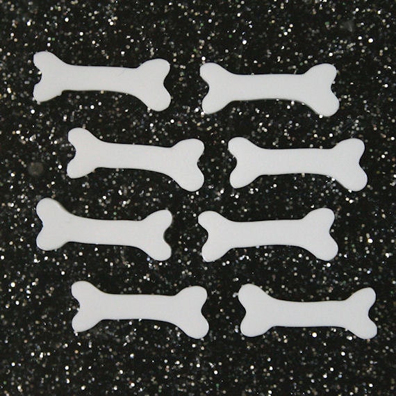 8 x Laser cut acrylic tiny white dog bone cabochons