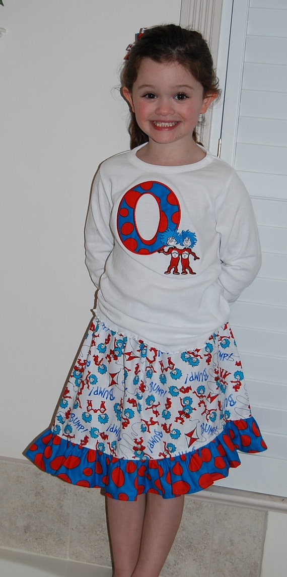Dr. Seuss Thing 1 and Thing 2 Skirt outfit