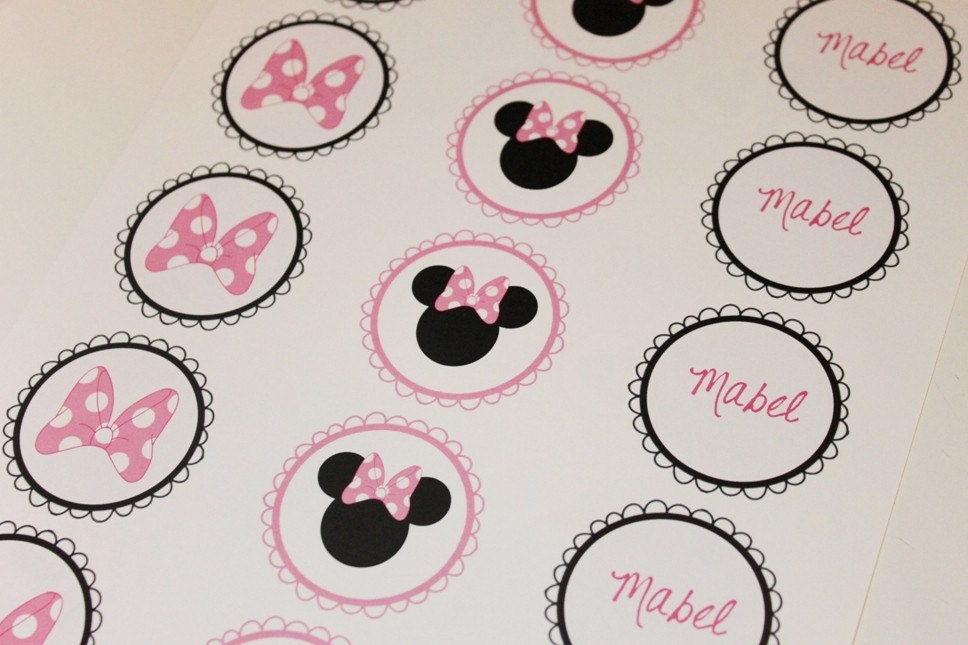 Minnie Mouse Cupcake Toppers or Tags DIY