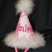 Sweet and PINK Polka Dot 1st Birthday Party Hat With Maribou Trim or have me custom make a hat to match your party theme